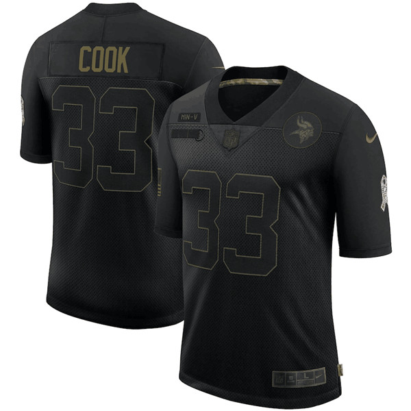 Men's Minnesota Vikings #33 Dalvin Cook 2020 Black Salute To Search Limited NFL Jersey